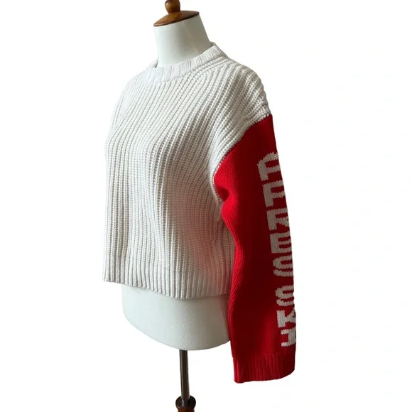 ❤️SOLD❤️ TORY BURCH SPORT MERINO WOOL APRES SKI SWEATER CROP CLASSIC OVERSIZED - Picture 3 of 12